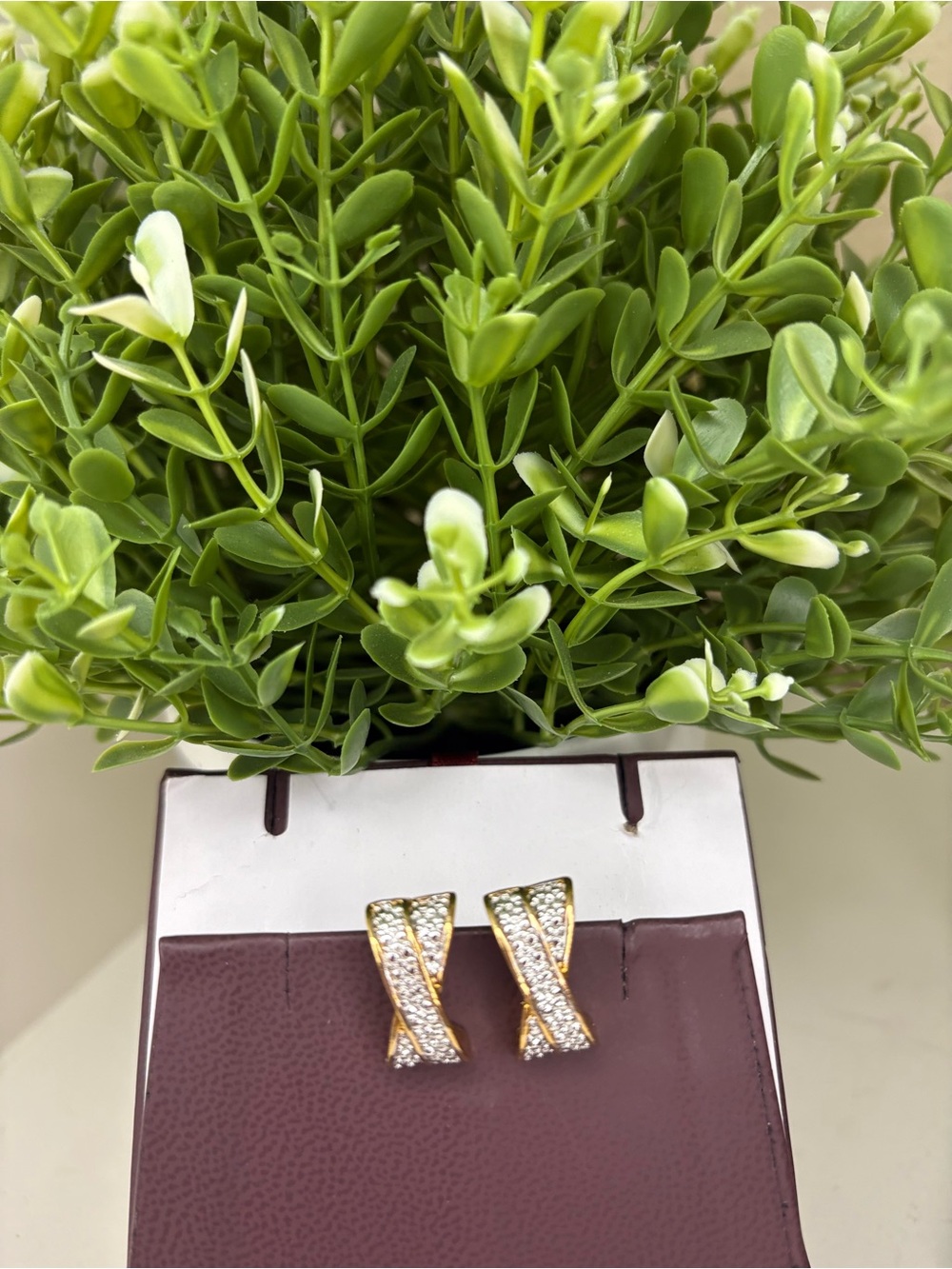 Elegant Vintage Gold Pave Crystal Twist Clip On Earrings Statement